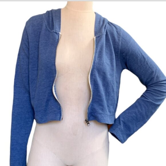 Threads 4 Thought Cropped Full Zip Hoodie Jr Sz L Blue #16A - Picture 6 of 9